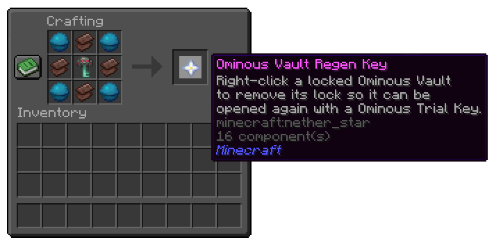Ominous Vault Regen Key in-game recipe reference