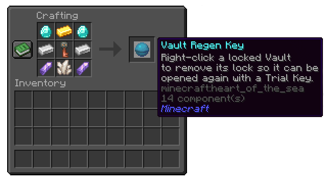 Vault Regen Key in-game recipe reference